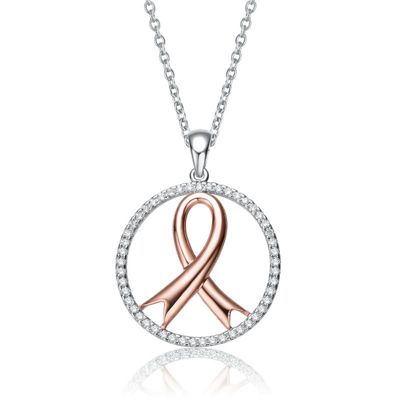 Rozzato Lab Created Two Tone Rose Gold and White Gold Plated Infinity in Open Circle Pendant