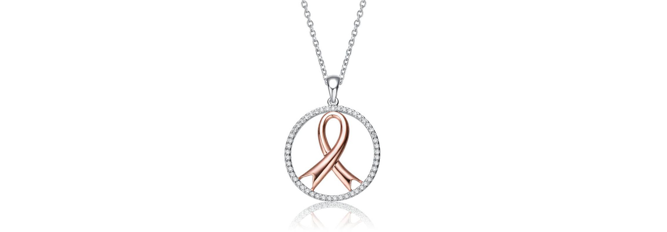 Lab Created Two Tone Rose Gold and White Gold Plated Infinity in Open Circle Pendant