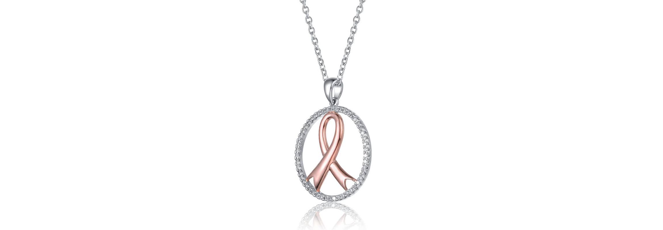 Lab Created Two Tone Rose Gold and White Gold Plated Infinity in Open Circle Pendant