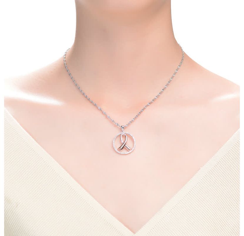 Lab Created Two Tone Rose Gold and White Gold Plated Infinity in Open Circle Pendant