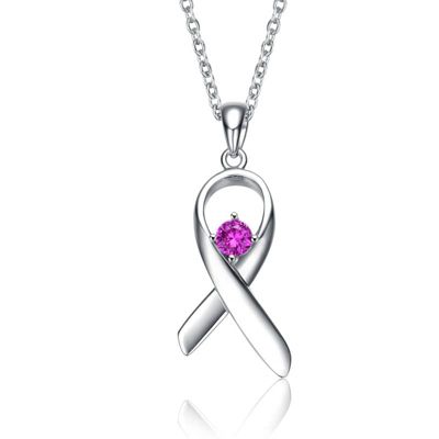 Rozzato Lab Created Teens/Young Adults White Gold Plated Purple Stone in Infinity Pendant