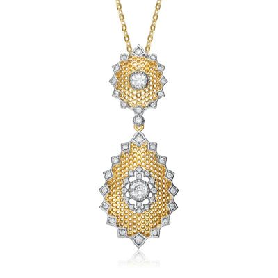 Rozzato Lab Created Two-Tone with Clear Cubic Zirconia Star Pendant Necklace