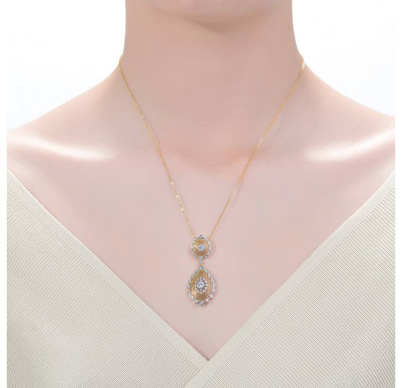 Lab Created Two-Tone with Clear Cubic Zirconia Star Pendant Necklace