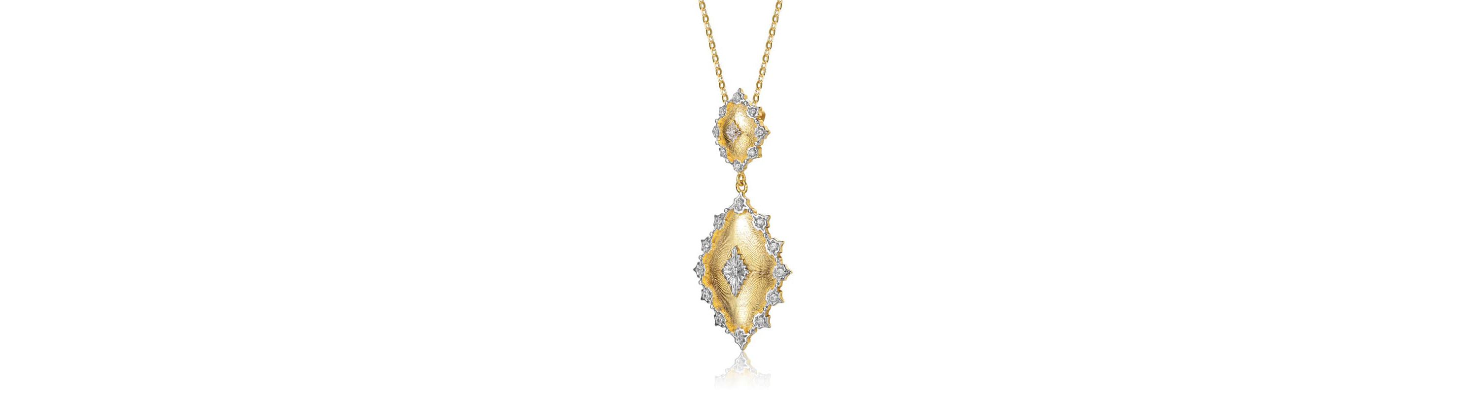Lab Created Two-Tone with Clear Cubic Zirconia Designed Pendant Necklace