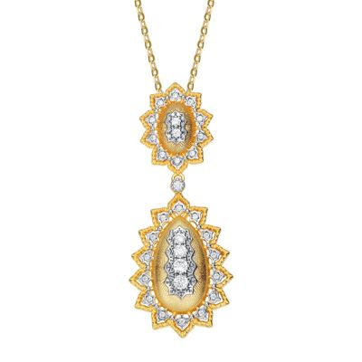 Rozzato Lab Created Two-Tone with Clear Cubic Zirconia Sunny Array Pendant Necklace