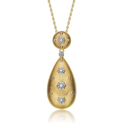Rozzato Lab Created Two-Tone with Clear Cubic Zirconia Pendant Necklace