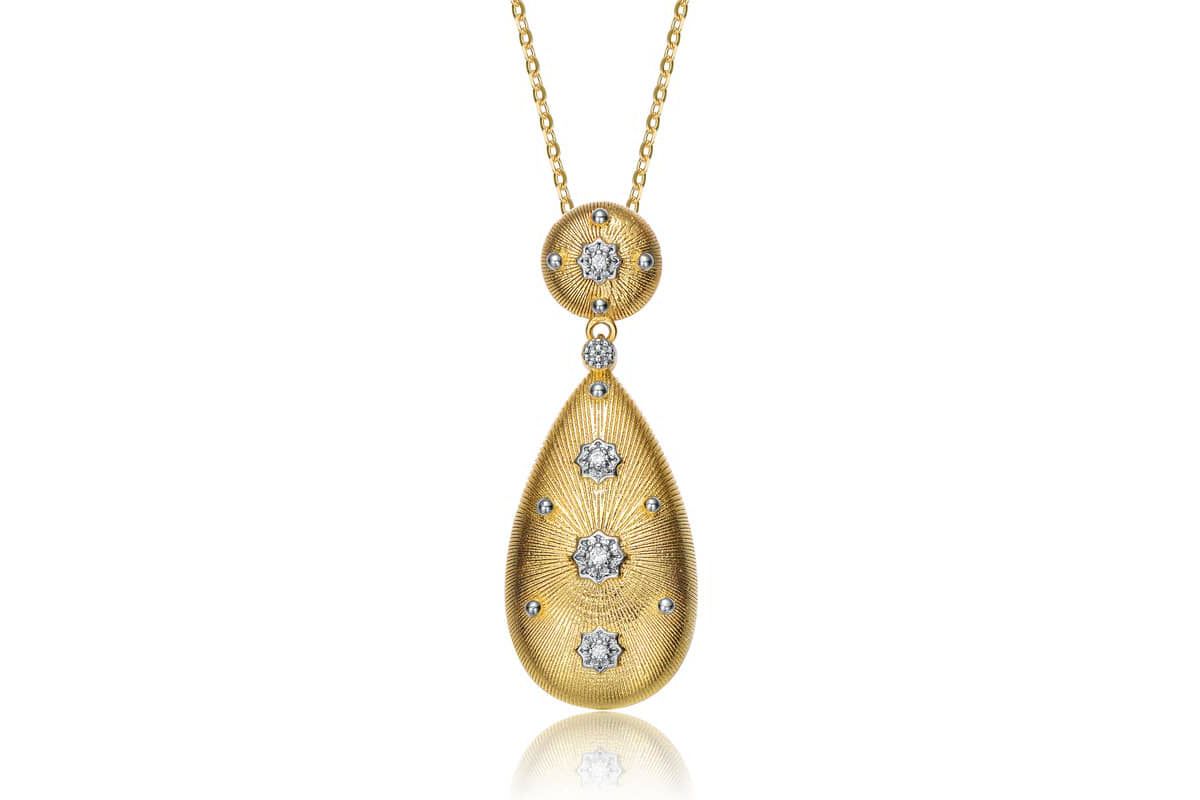 Lab Created Two-Tone with Clear Cubic Zirconia Pendant Necklace