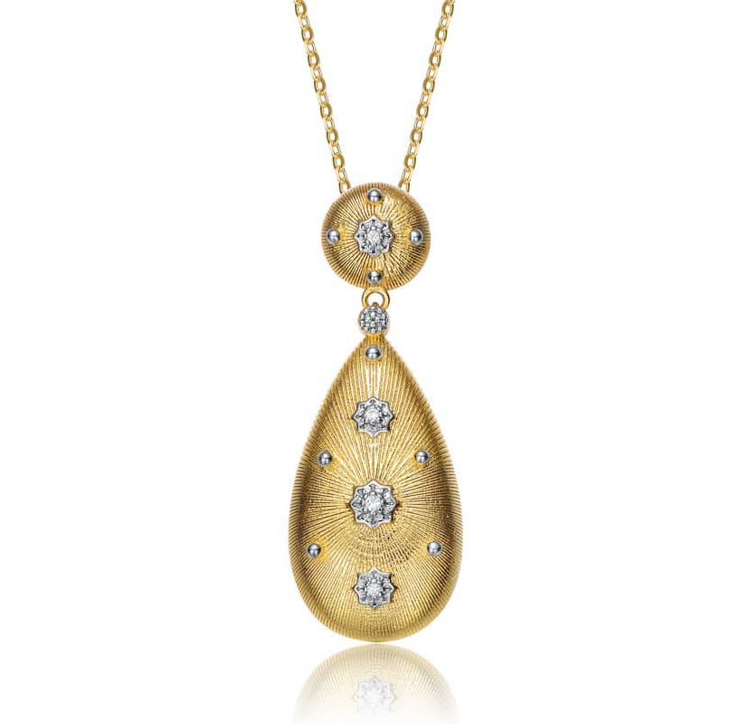Lab Created Two-Tone with Clear Cubic Zirconia Pendant Necklace