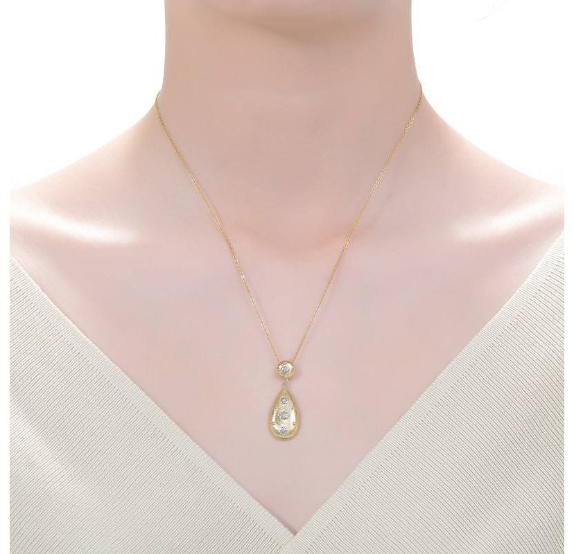 Lab Created Two-Tone with Clear Cubic Zirconia Pendant Necklace