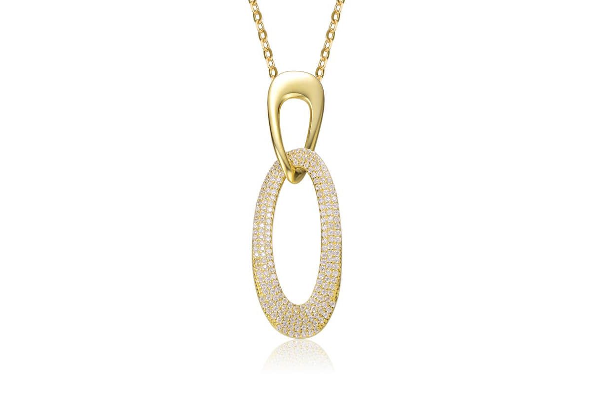 Lab Created 14K Gold Plated with Clear Cubic Zirconia Pendant Necklace