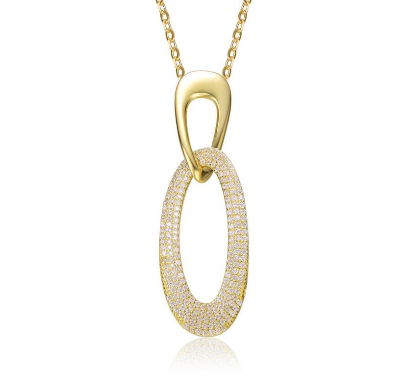 Lab Created 14K Gold Plated with Clear Cubic Zirconia Pendant Necklace