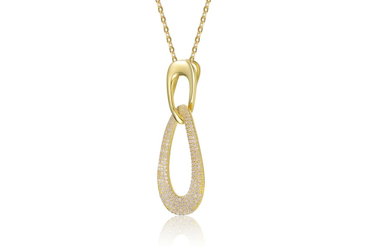 Lab Created 14K Gold Plated with Clear Cubic Zirconia Pendant Necklace