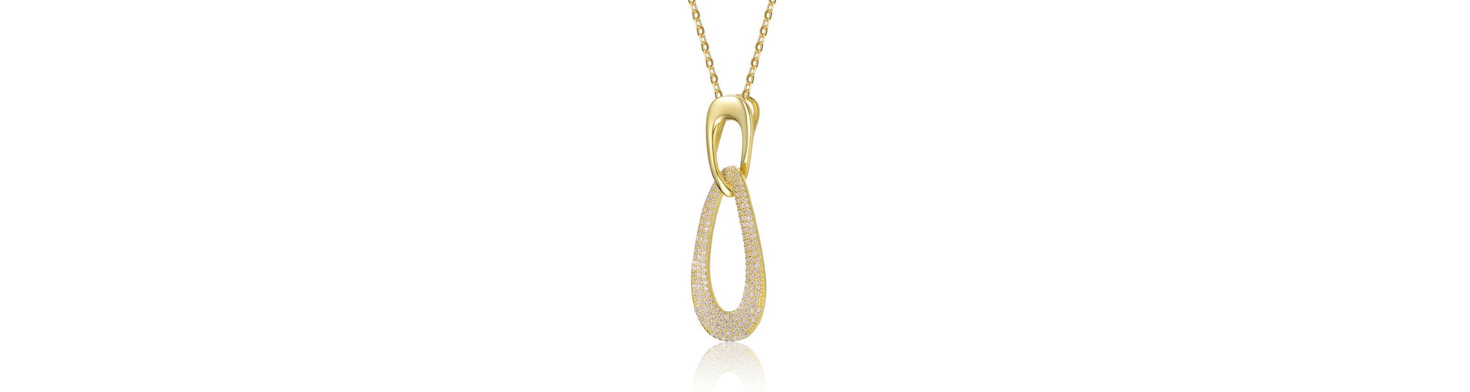 Lab Created 14K Gold Plated with Clear Cubic Zirconia Pendant Necklace