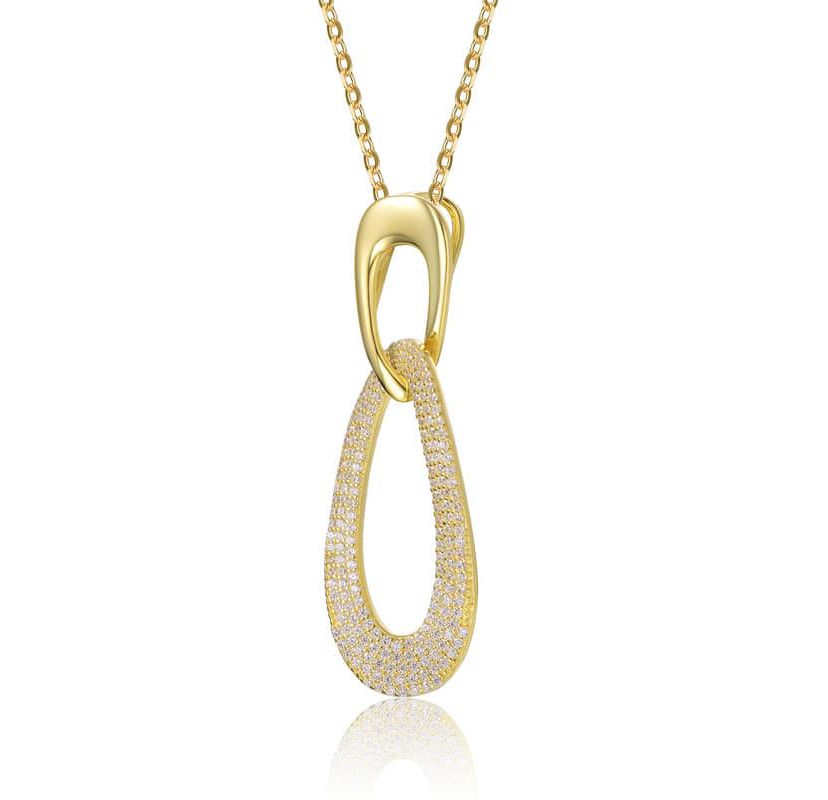 Lab Created 14K Gold Plated with Clear Cubic Zirconia Pendant Necklace