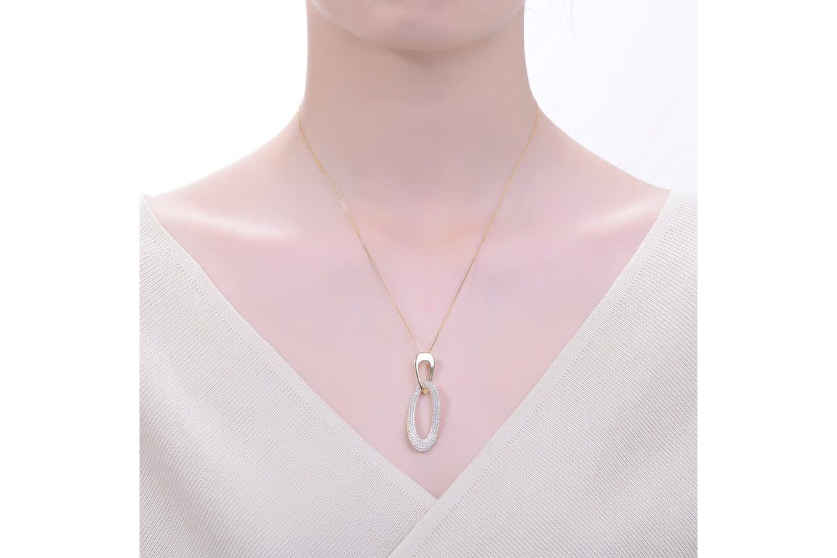 Lab Created 14K Gold Plated with Clear Cubic Zirconia Pendant Necklace