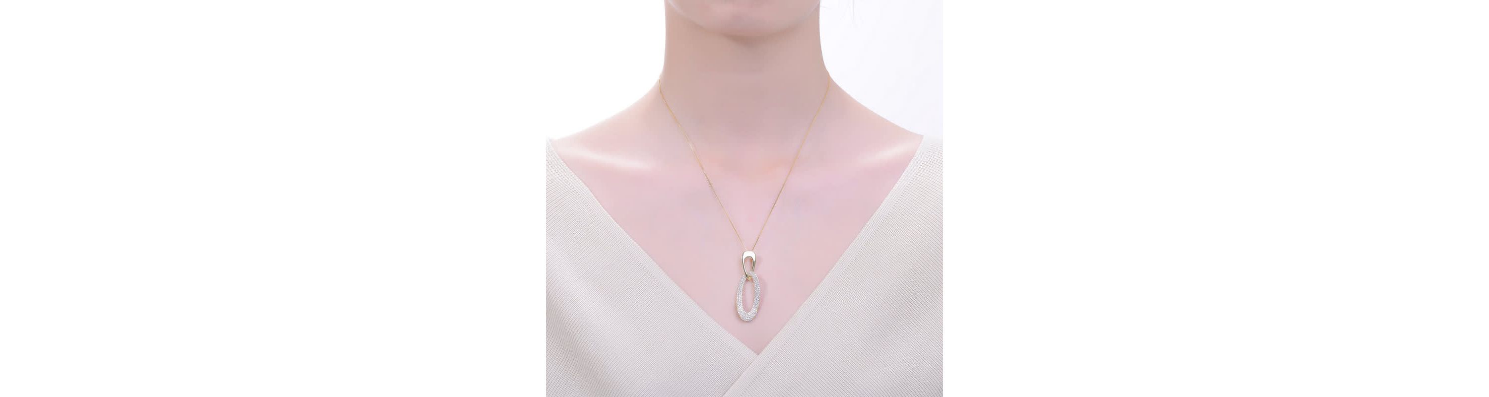 Lab Created 14K Gold Plated with Clear Cubic Zirconia Pendant Necklace