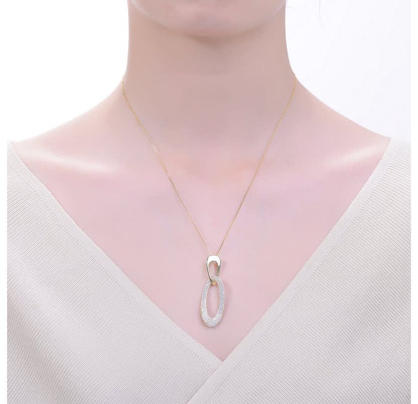 Lab Created 14K Gold Plated with Clear Cubic Zirconia Pendant Necklace