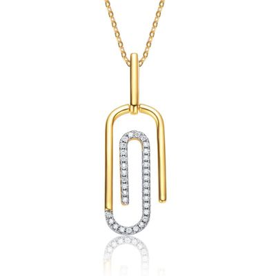 Rozzato Lab Created 14K Gold Plated with Clear Cubic Zirconia Paperclip Spiral Pendant Necklace