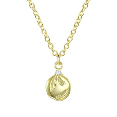 Rozzato Lab Created 14K Gold Plated with Clear Cubic Zirconia Assymetrical Pendant Necklace