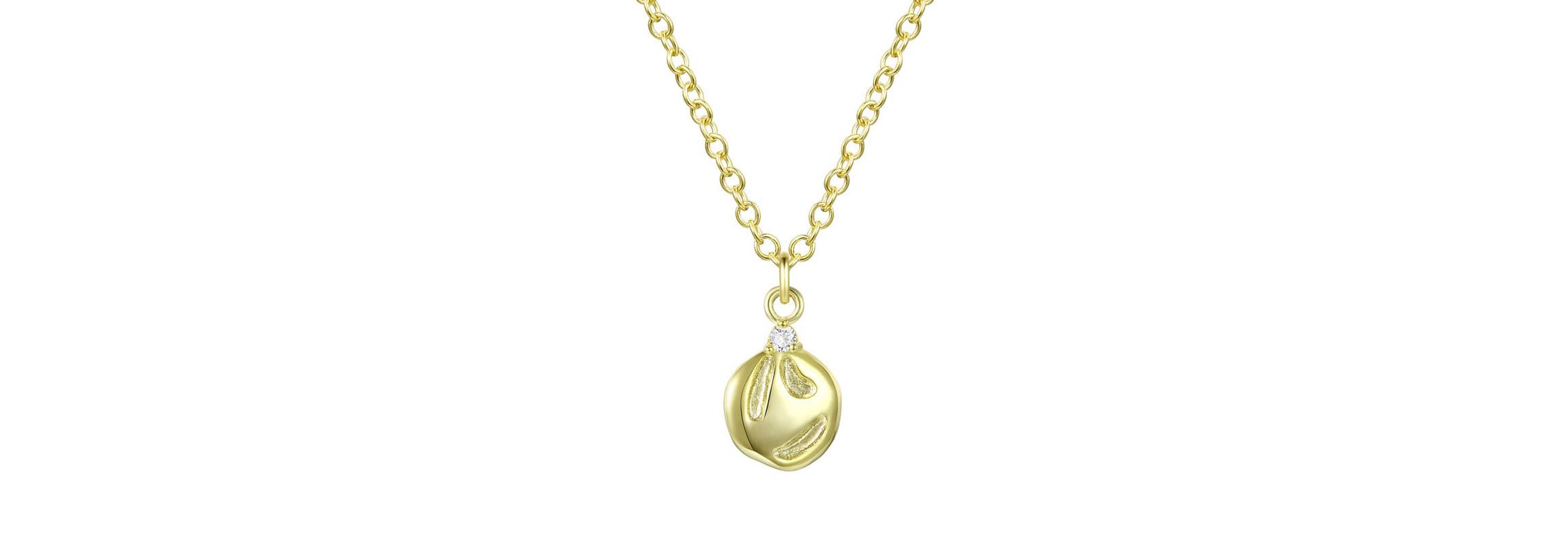 Lab Created 14K Gold Plated with Clear Cubic Zirconia Assymetrical Pendant Necklace