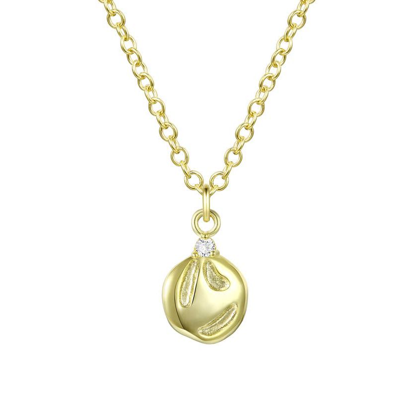 Lab Created 14K Gold Plated with Clear Cubic Zirconia Assymetrical Pendant Necklace