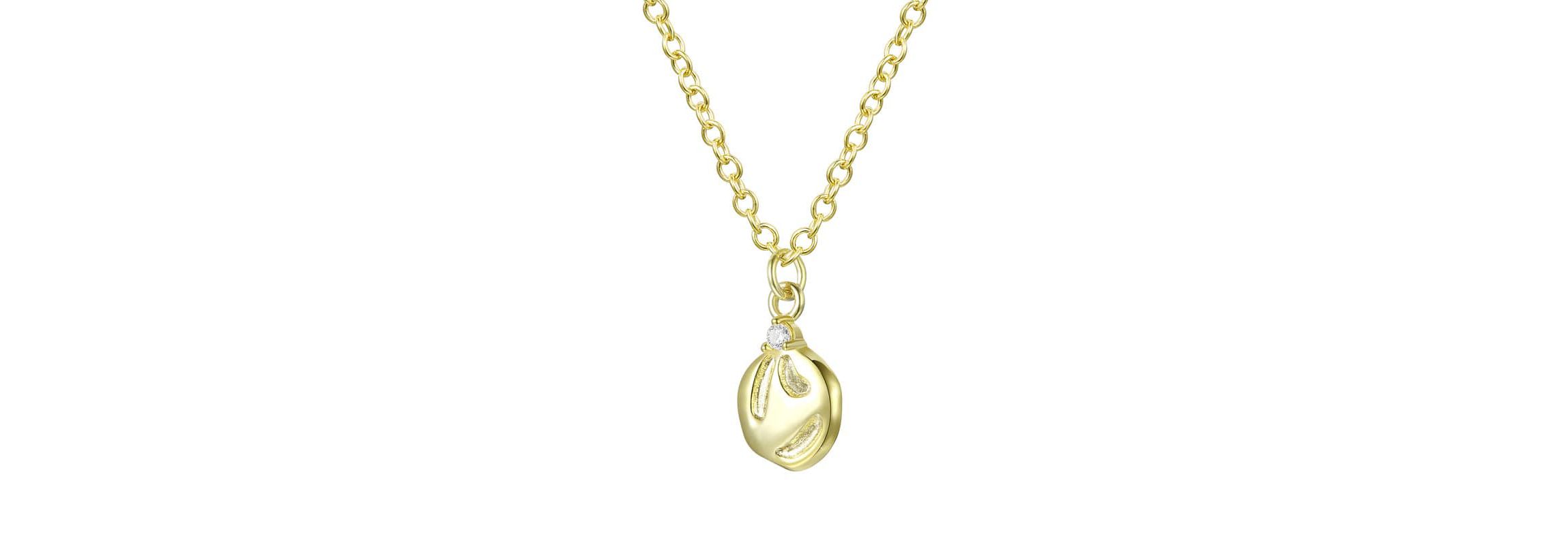 Lab Created 14K Gold Plated with Clear Cubic Zirconia Assymetrical Pendant Necklace