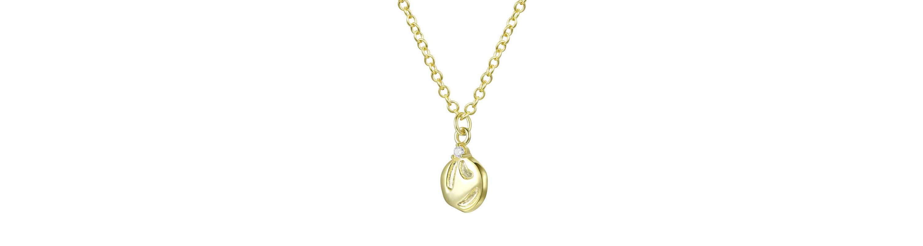 Lab Created 14K Gold Plated with Clear Cubic Zirconia Assymetrical Pendant Necklace