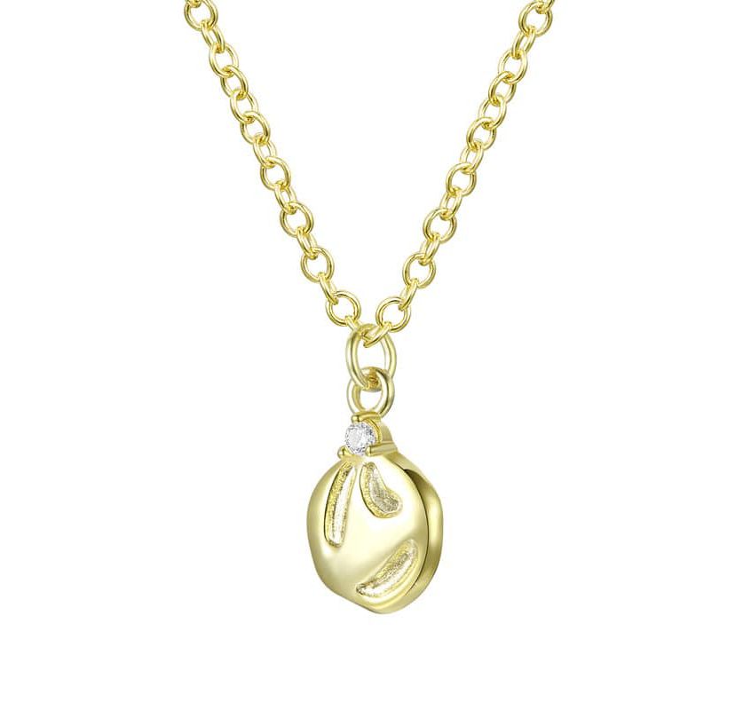 Lab Created 14K Gold Plated with Clear Cubic Zirconia Assymetrical Pendant Necklace