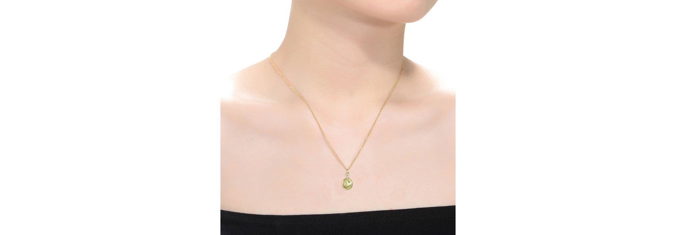 Lab Created 14K Gold Plated with Clear Cubic Zirconia Assymetrical Pendant Necklace