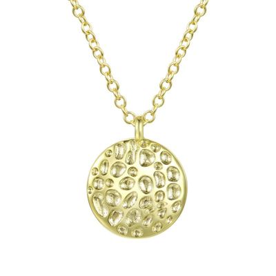 Rozzato Lab Created 14K Gold Plated Round Shaped Engraved Pendant Necklace