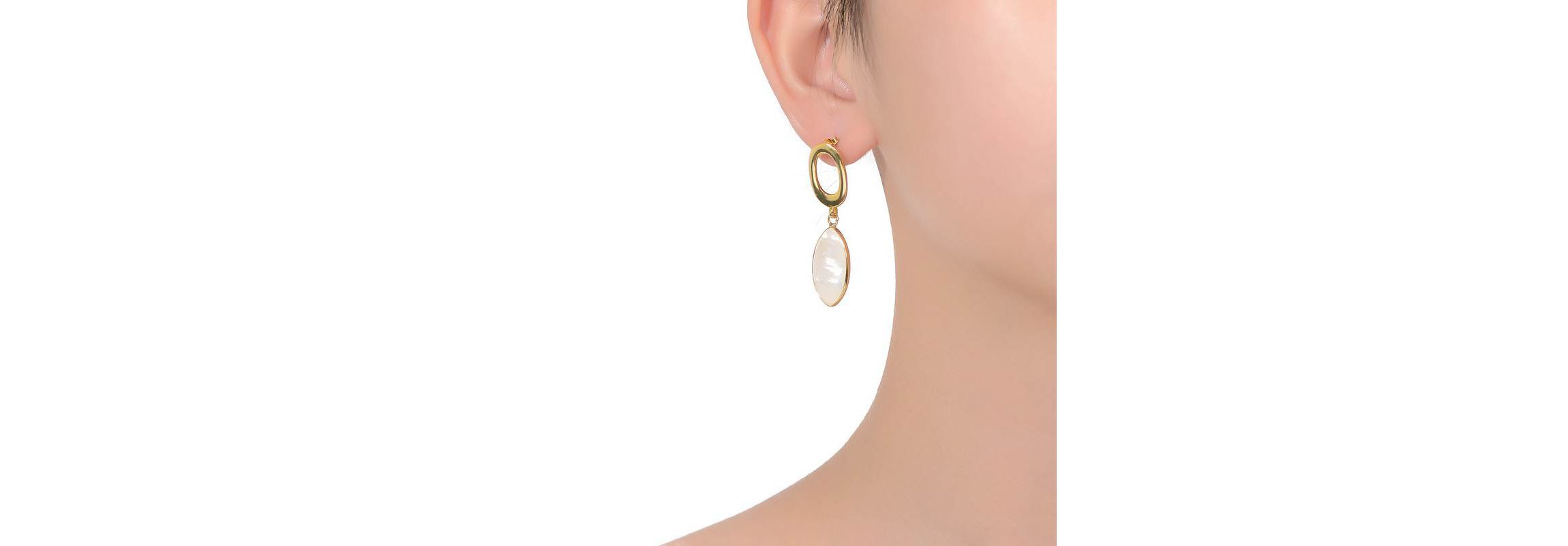 Lab Created Sterling Silver 14K Gold Plated with White Pearl Drop Earrings
