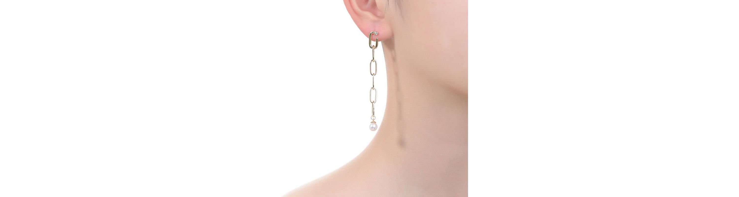 Lab Created Sterling Silver 14K Gold Plated with White Genuine Freshwater Pearl & Cubic Zirconia Drop Butterfly Earrings