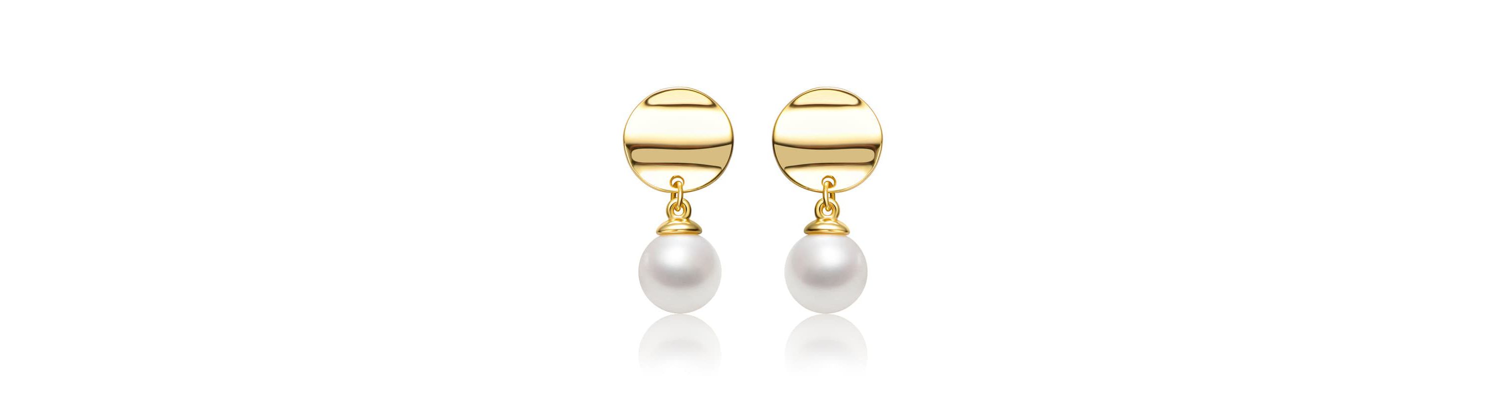 Lab Created Sterling Silver 14K Gold-Plated with White Freshwater Pearl Medallion Coin Drop Earrings