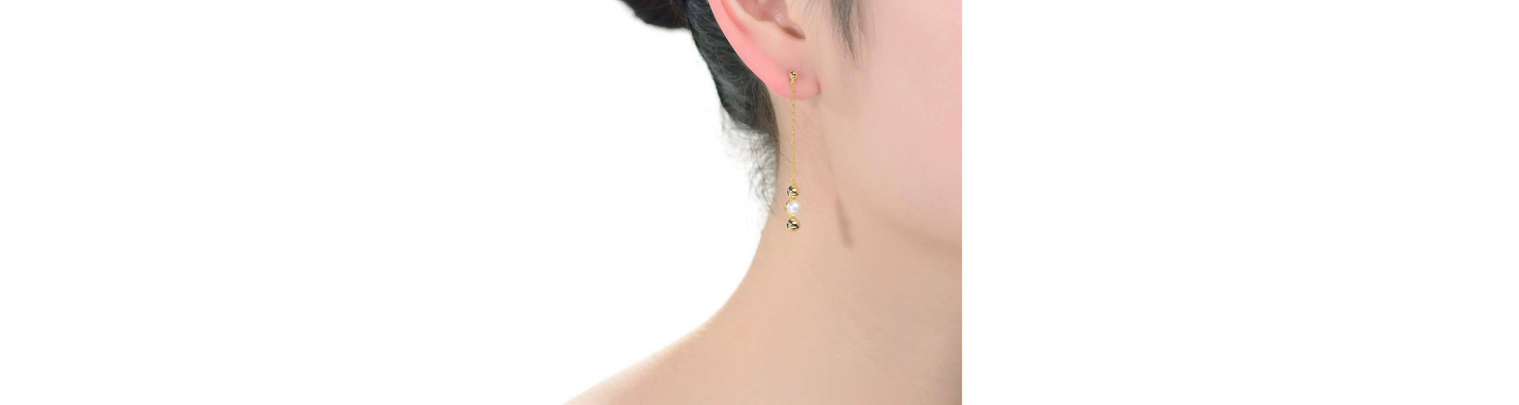 Lab Created Sterling Silver 14K Gold Plated with White 5.5MM Fresh Water Pearls Drop Earrings