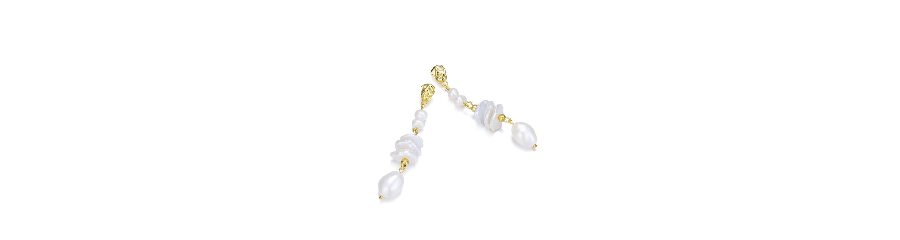 Lab Created Sterling Silver 14K Gold Plating with White Genuine Freshwater Pearl Drop Earrings