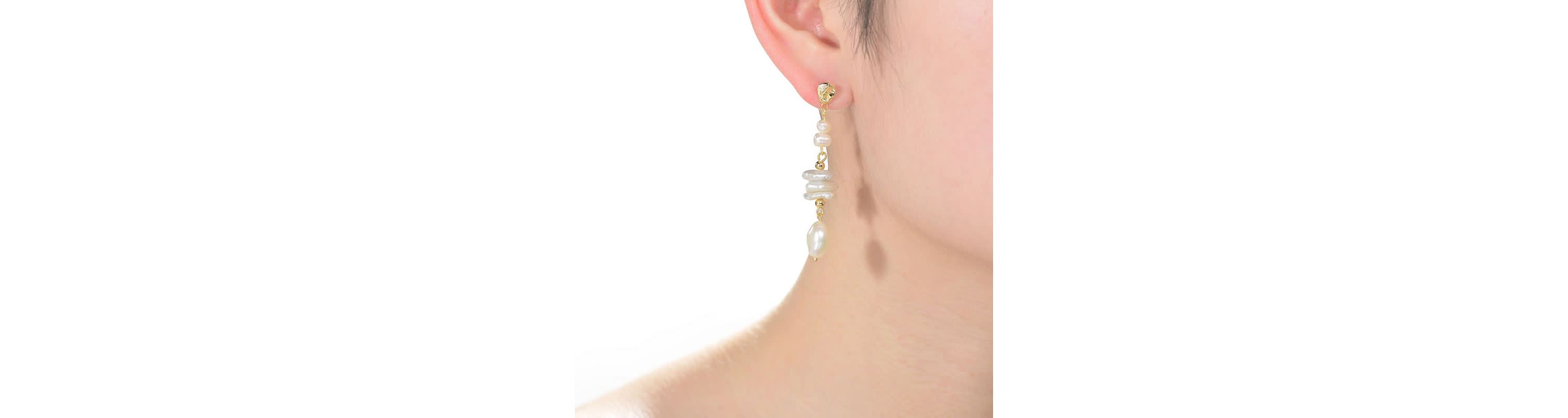 Lab Created Sterling Silver 14K Gold Plating with White Genuine Freshwater Pearl Drop Earrings