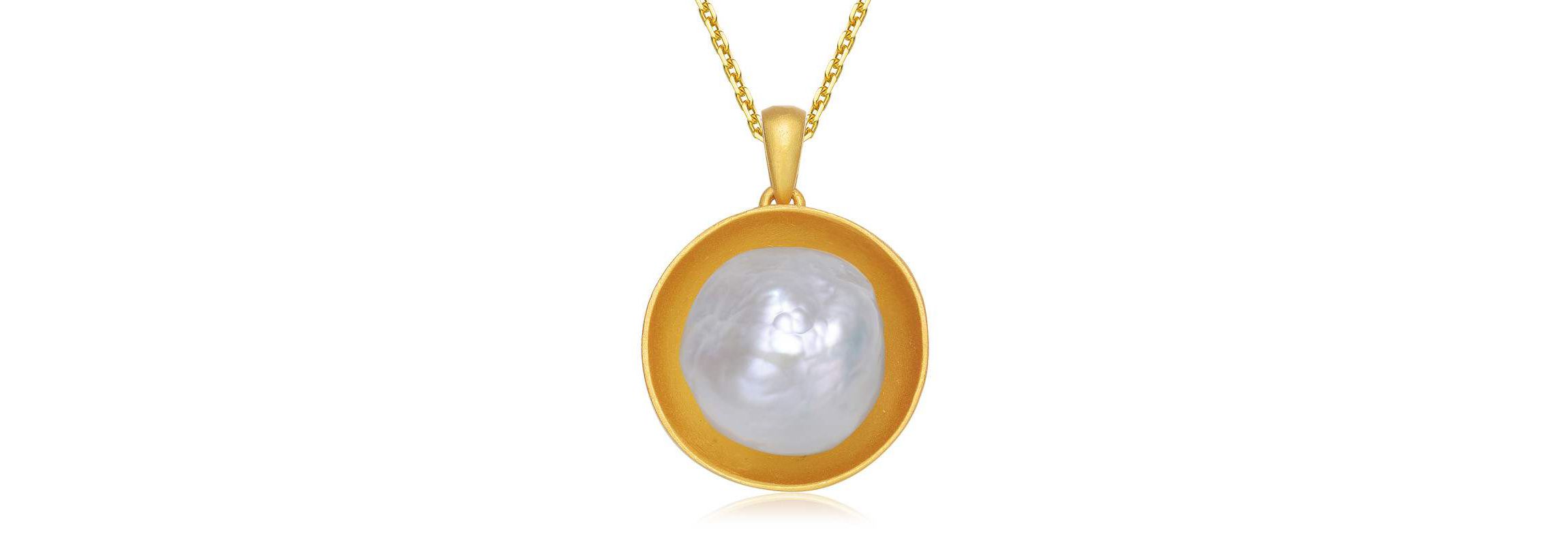 Lab Created Sterling Silver 14K Gold Plated with White Genuine Freshwater Pearl Pendant Necklace