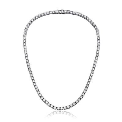Rozzato Lab Created White Gold Plated Cubic Zirconia 3MM Tennis Necklace