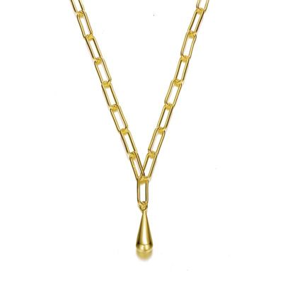 Rozzato Lab Created 14K Gold Plated PaperClip Charm Necklace for Kids/Teens