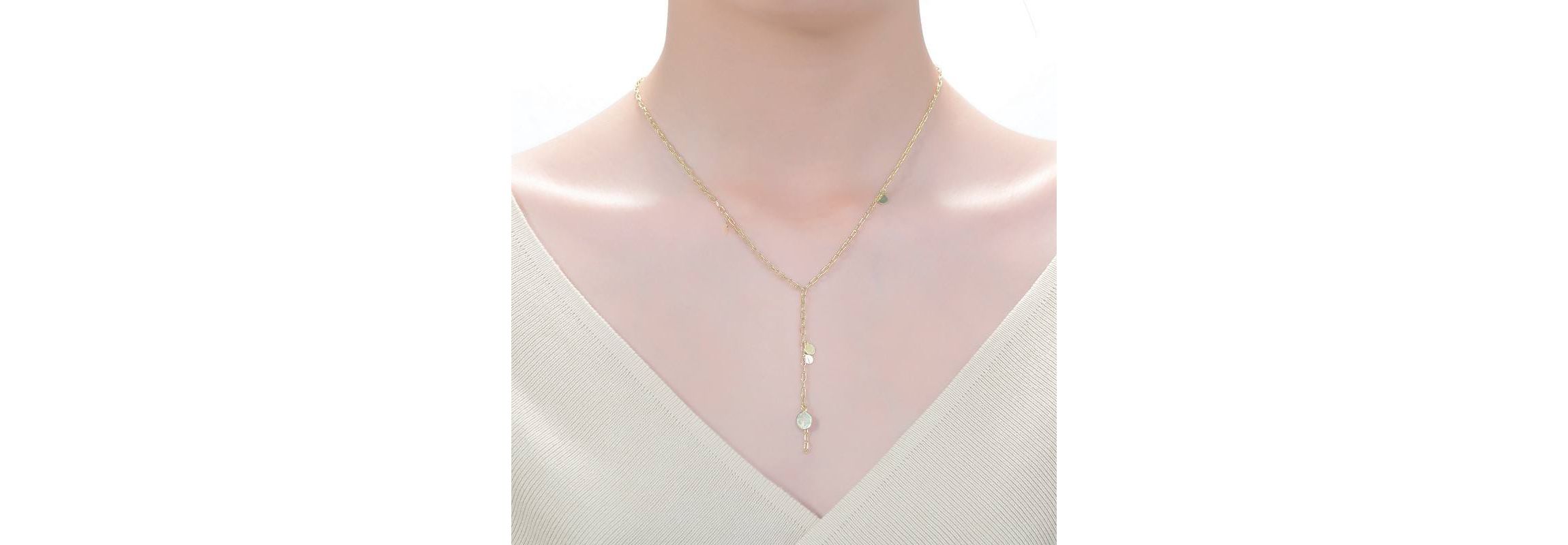 Lab Created 14K Gold Plated "Y" Paperclip Necklace