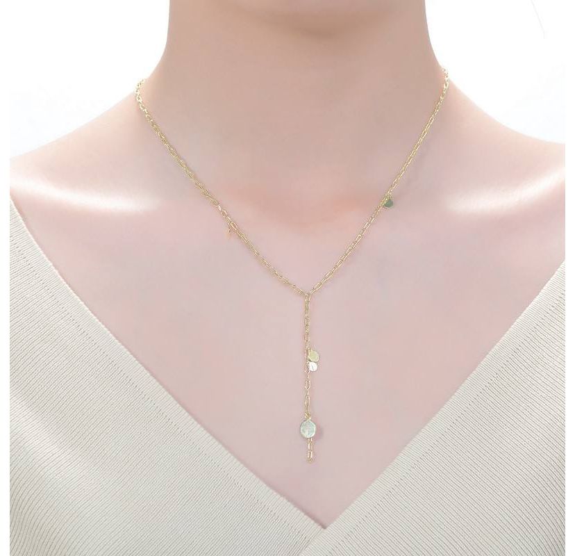 Lab Created 14K Gold Plated "Y" Paperclip Necklace