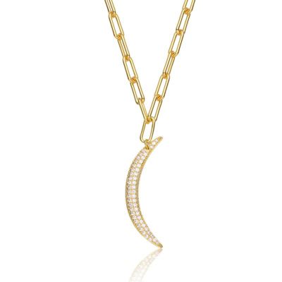 Rozzato Lab Created 14K Gold Plated with Clear Cubic Zirconia Charm Necklace Kids/Teens