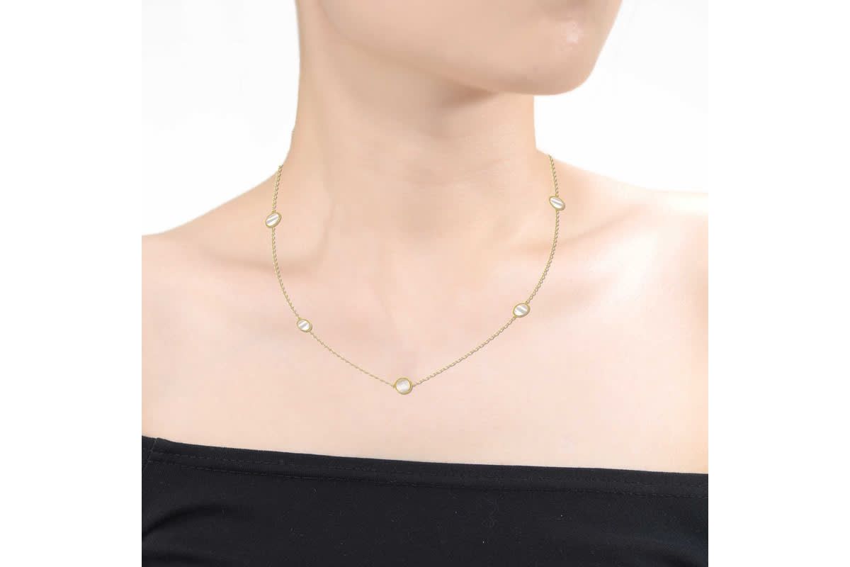 Lab Created 14K Gold Plated with Clear Cubic Zirconia Halo Mariner Link Station chain Necklace