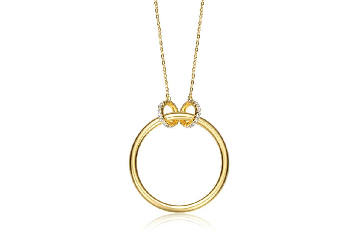 Lab Created 14K Gold Plated Hollow Circle Pendant Necklace