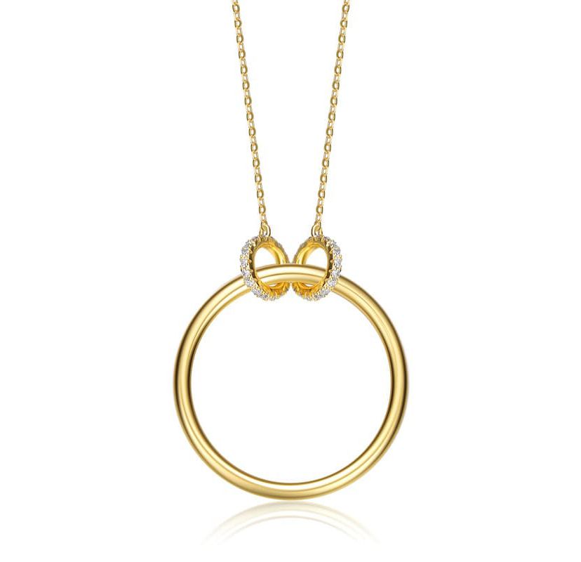 Lab Created 14K Gold Plated Hollow Circle Pendant Necklace