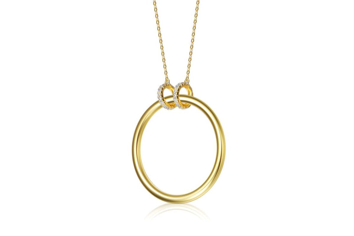 Lab Created 14K Gold Plated Hollow Circle Pendant Necklace