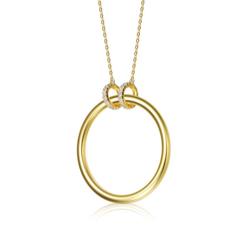 Lab Created 14K Gold Plated Hollow Circle Pendant Necklace