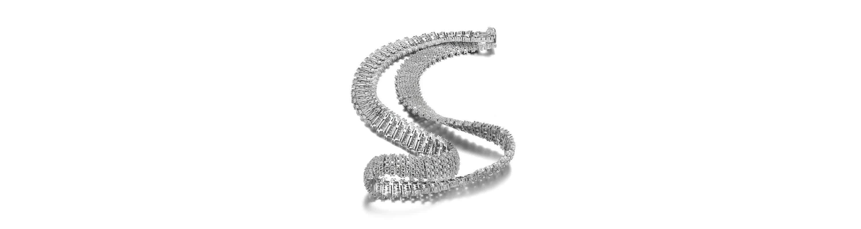 Lab Created Sterling Silver White Gold Plated with Clear Round Cubic Zirconia Linear Pave Necklace
