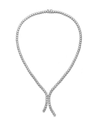 Rozzato Lab Created White Gold Plated with Clear Round Cubic Zirconia Bezel Set Necklace