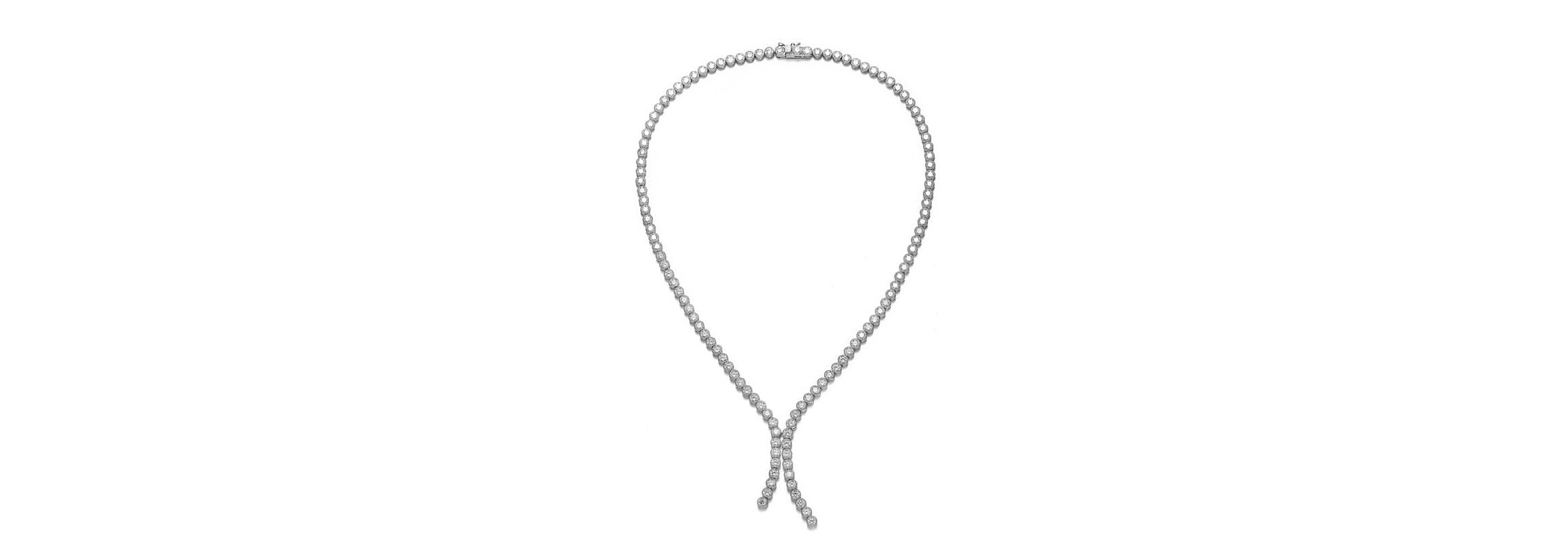 Lab Created White Gold Plated with Clear Round Cubic Zirconia Bezel Set Necklace